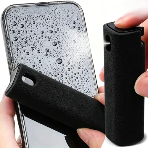 2-in-1 Portable Electronics Cleaning Kit with Microfiber Spray Bottle & Cloth for Phone, Tablet, Computer, TV, Car, Glasses, and Screen Maintenance - Dust Removal Tool (Black) - color: Black