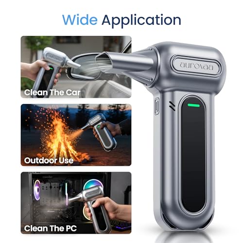 Compressed Air Duster 150000RPM, Brushless Motor, Rechargeable Air Blower | Cordless Electric Air Duster 3-Gear Adjustable Dust Blower, Fast Charging, Air Blower for PC,Car,Keyboard,Pet,Home & Outdoor
