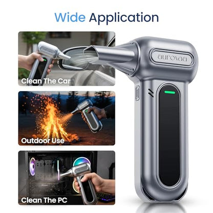 Compressed Air Duster 150000RPM, Brushless Motor, Rechargeable Air Blower | Cordless Electric Air Duster 3-Gear Adjustable Dust Blower, Fast Charging, Air Blower for PC,Car,Keyboard,Pet,Home & Outdoor