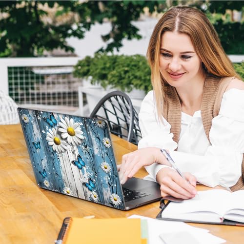 Laptop Skin Sticker Decal, Universal Reusable Vinyl Laptop Cover for 12" 13" 13.3" 14" 15" 15.4" 15.6" Notebook PC, Reusable Waterproof Scratch-Resistant with 2 Wrist Pads,Chrysanthemum Butterfly - color: Chrysanthemum Butterfly