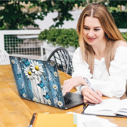 Laptop Skin Sticker Decal, Universal Reusable Vinyl Laptop Cover for 12" 13" 13.3" 14" 15" 15.4" 15.6" Notebook PC, Reusable Waterproof Scratch-Resistant with 2 Wrist Pads,Chrysanthemum Butterfly - color: Chrysanthemum Butterfly