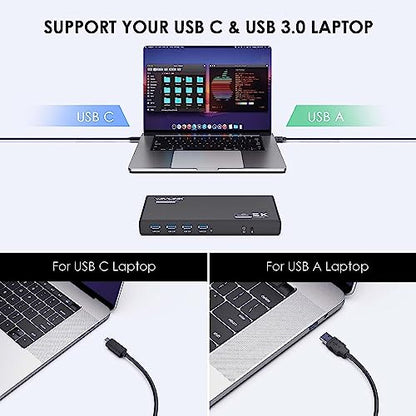 WAVLINK Universal Displaylink Docking Station Dual Monitor | 65W PD Charging for Laptop Windows/ Mac, MacBook Neo/ Air/ Pro,Dual HDMI/ DisplayPort,Gigabit Ethernet, 6 USB 3.0, Audio/Mic