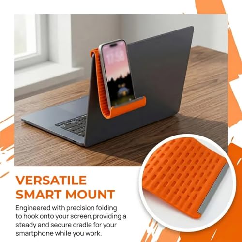 Flexible Silicone Aluminum Phone Stand, Bendable Rollable Foldable Design Wrap Around Mount Holder for Laptop, Desk, Bed and Travel, Creative Shape-Shifting Lazy Bracket (Orange) - color: Orange