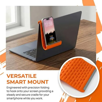 Flexible Silicone Aluminum Phone Stand, Bendable Rollable Foldable Design Wrap Around Mount Holder for Laptop, Desk, Bed and Travel, Creative Shape-Shifting Lazy Bracket (Orange) - color: Orange