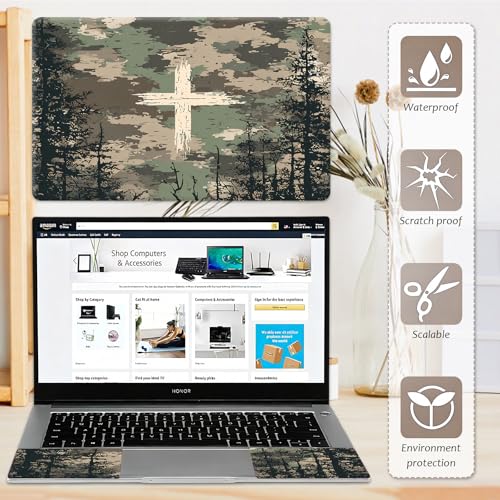 Laptop Skin 12.1-15.6 inch Removable Universal Reusable Laptop Sticker Decal,Waterproof No Residue Vinyl Cover,Scratch-Resistant Cuttable Full Wrap Sticker for Notebook, Christian Camouflage Cross - color: Christian Camouflage Cross