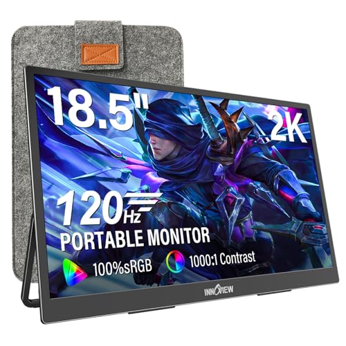 InnoView 2K Portable Monitor for Laptop 18.5" 2560x1440p QHD 120Hz 100% sRGB USB-C Standard HDMI Gaming Monitor,HDR Travel External Second Screen for Laptop, PC, Game Consoles - size: 18.5