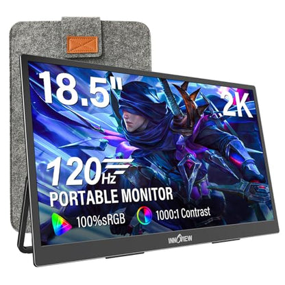InnoView 2K Portable Monitor for Laptop 18.5" 2560x1440p QHD 120Hz 100% sRGB USB-C Standard HDMI Gaming Monitor,HDR Travel External Second Screen for Laptop, PC, Game Consoles - size: 18.5