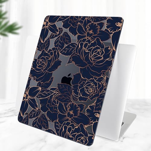 TWOLSKOO Compatible with MacBook Air 13 inch Case 2021-2018 Release A2337 M1 A2179 A1932 Retina Display Touch ID, Plastic Hard Shell & Keyboard Cover & Screen Protector, Elegant Roses - color: Elegant Roses X822