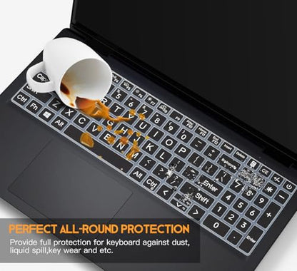 Large Print Keyboard Cover Skin for 2026 2025 Dell 15 Laptop DC15250 DC15255 15.6, Inspiron 15 3510 3520 3530 3511 3525 3535 5510 5515 5518/ Inspiron 16 5640 5645, 15.6 Dell Latitude 3520 Laptop,Black - color: Black Large Letters