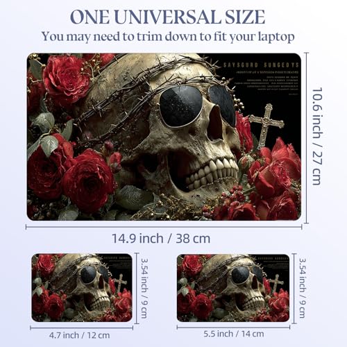 Universal Laptop Skin Sticker Decal,15.6 Inch Laptop Vinyl Cover for 13" 14" 15.6" Laptop,Scratch-Resistant Waterproof Protector Wrap,Reusable with Wrist Pads,Skull with Roses - color: Skull with Roses