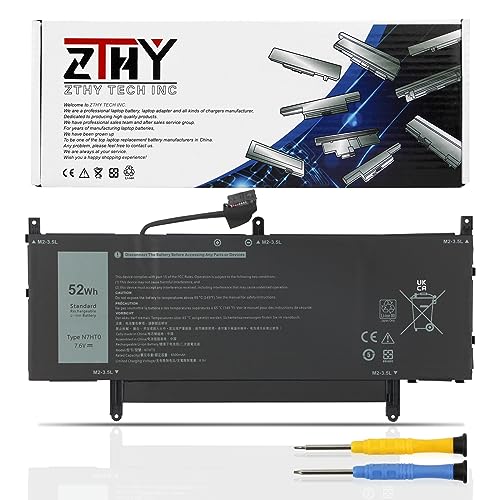 ZTHY 52Wh N7HT0 Laptop Battery Replacement for Dell Latitude 9510 9520 / Latitude 9520 2-in-1 P94F P95F P95F001 P94F001 TVKGH V5K68 N2NLL 08NFC7 N2NLL N7HTO 0PKW00 089GNG 0HYMNG 7.6V 6500mAh 4-Cell