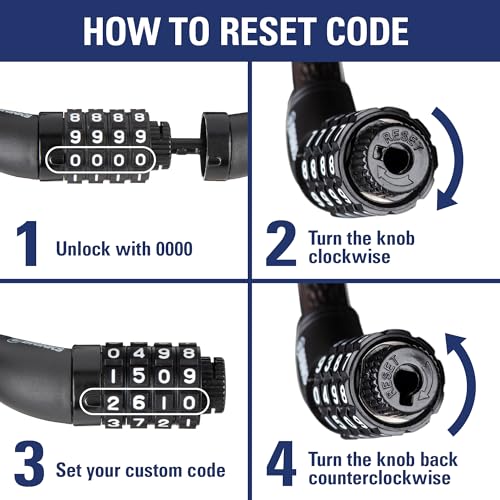 BRINKS 6 ft Outdoor Bike Lock Cable 2 Pack, Anti Theft Self-Coiling Design, Resettable 4-Dial Combination, 5/16" Weather-Resistant Vinyl Coating for Bikes - style: 5/16" 2PK