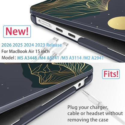 Mektron for 2026/2025/2024/2023 MacBook Air 15 INCH M5 A3448 /M4 A3241 /M3 A3114 /M2 A2941 Case, Printed Plastic Hard Shell Cover with 15.3" Liquid Retina Display Touch ID, Abstract Mountain C112 - color: Abstract Mountain C112