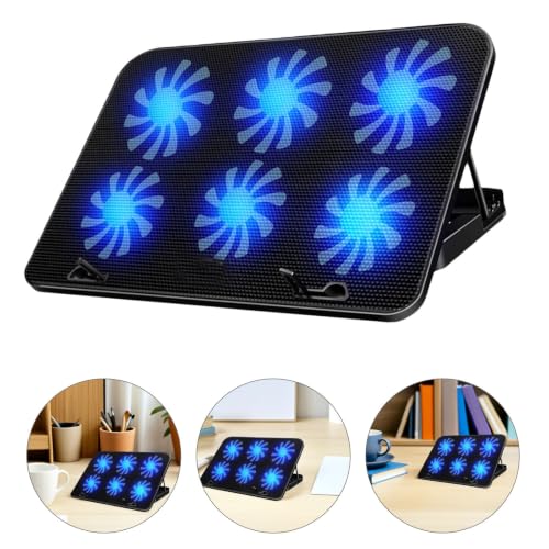 Laptop Cooling Pad with 6 Powerful Fans Quiet Operation Laptop Cooler Stand Made of Sturdy Alloy and Abs for Gaming and Work to Prevent Overheating