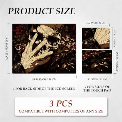 DEGDFSGR 12.1-15.6 Inch Universal Reusable Laptop Skin Sticker Decal, Waterproof Removable Protector for Notebook Cover, Scratch-Resistant Vinyl Cuttable Full Wrap Sticker, Gothic Skull Hand - color: Gothic Skull Hand
