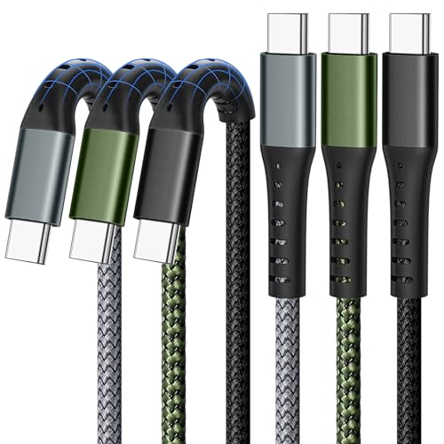 DFLASHS USB-C to USB-C 60W 3FT 3-Pack, Nylon Braided Fast Charging Cable | Compatible with Samsung, iPhone, Pixel, iPad, MacBook. Nylon braided, fast charge. - size: 3FT