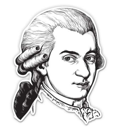 Wolfgang Amadeus Mozart - 8" Vinyl Sticker - for Car Laptop I-Pad - Waterproof Decal - size: 8"