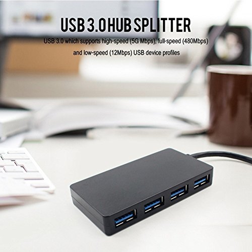 USB 3.0 Hub 4 Port High Speed Slim Compact Expansion Splitter, black, 159187