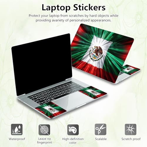 Laptop Skin Sticker Decal, Universal Reusable Vinyl Laptop Cover for 12" 13" 13.3" 14" 15" 15.4" 15.6" Notebook PC, Waterproof Scratch-Resistant with 2 Wrist Pads, Easy to Apply & Remove,Mexico Flag - color: Mexico Flag