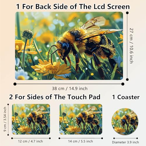 Laptop Skin Sticker Decal 15.6 Inch,12 13 13.3 14 15 15.6 in Laptop Netbook Skins for Notebook,Art Decal Removable Waterproof Scratch Resistant,Universal Vinyl Cover,Cute Bee Grass - color: Cute Bee Grass