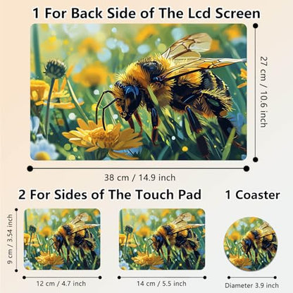 Laptop Skin Sticker Decal 15.6 Inch,12 13 13.3 14 15 15.6 in Laptop Netbook Skins for Notebook,Art Decal Removable Waterproof Scratch Resistant,Universal Vinyl Cover,Cute Bee Grass - color: Cute Bee Grass