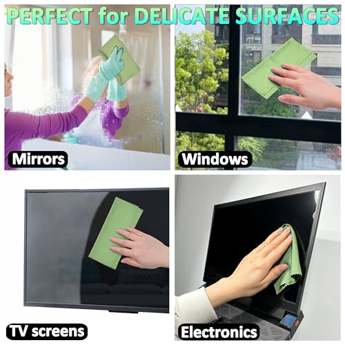 Eco-Fused Microfiber Cleaning Cloths - 12 Pack - Ideal for Cleaning Glasses, Spectacles, Camera Lenses, iPad, Tablets, Smartphones, iPhone, Android Phones, Laptops, LCD Screens - color: Yellow/Green (12 Pack)