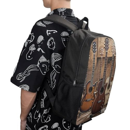 17-Inch Laptop Backpack Water-Resistant Collection Guitar Daypack with Shoulder Strap Lightweight Casual Rucksack for Travel Commuter Hiking Outdoor Activities 20l Black