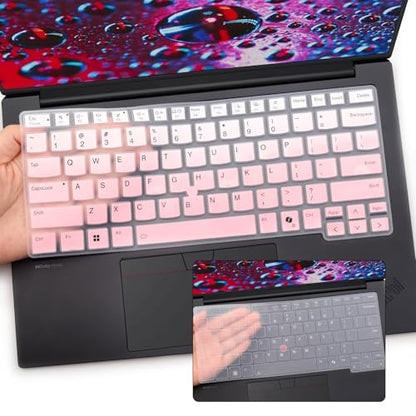 2 PCS Keyboard Cover for 2026 2025 16 inch ThinkPad P1 Gen 9/Gen 8/Gen 7, 16" ThinkPad T1g Gen 9/Gen 8 (NOT FIT ThinkPad P16 P16v P16s T16 T16g) US Protective Keyboard Skin-OPink+Clear - color: OPink+Clear