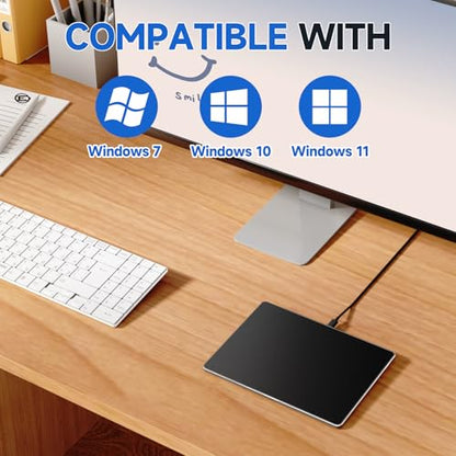 Wired Trackpad for Windows 10/11 – High-Precision Multi-Touch Portable Touchpad Mouse with Multi-Gesture, Ultra-Slim Aluminum Design, Compatibility for PC, Laptop, and Desktop Computers - color: Black