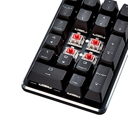 Qisan Mechanical Numeric Keypad GATERON Red Switch Wired Ice Blue Backlight Gaming Keypad/Keyboard 21 Keys Portable Mechanical Numpad Extended Layout | Laptop Accessories | keypad for Computer - color: GATERON Red Switch-Blue