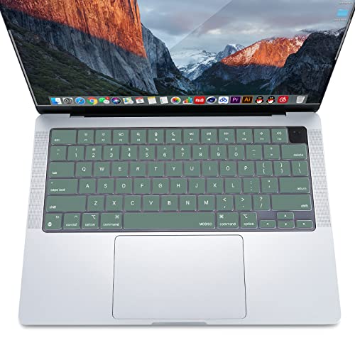 MOSISO Keyboard Cover Skin Compatible with MacBook Air 15 inch M3 M2 | A3114 A2941/Air 13.6 A3113 A2681/Pro 14/16 M4 M3 M2 M1, Midnight Green - color: Midnight Green