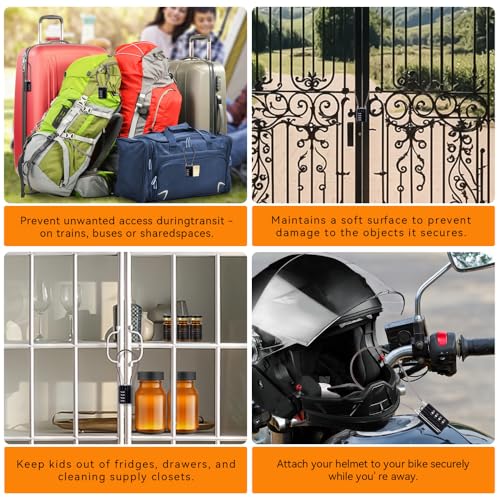 SEPOX® Versatile 12-Piece Resettable 4-Digit Combination Travel Lock Luggage Set – Own Password Set-Up, Extra Long Anti-Cut Vinyl Steel Cable, Ideal for Suitcase, Backpacks, Gym Lockers - Black - color: Black Long 12pcs