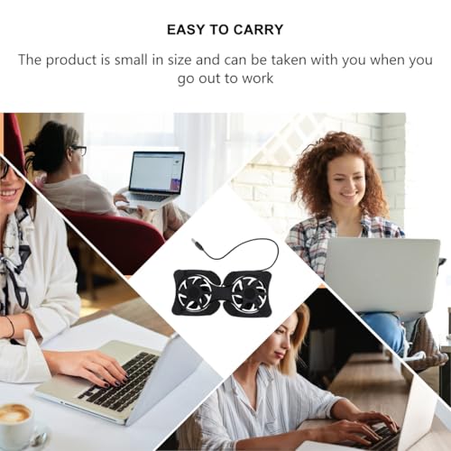 Portable Laptop Cooling Pad with Dual USB Fans, Foldable Black Notebook Cooler Stand for Office and Travel, Lightweight Computer Cooler Fan Pad for Gaming and Work