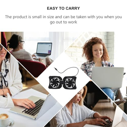 Portable Laptop Cooling Pad with Dual USB Fans, Foldable Black Notebook Cooler Stand for Office and Travel, Lightweight Computer Cooler Fan Pad for Gaming and Work