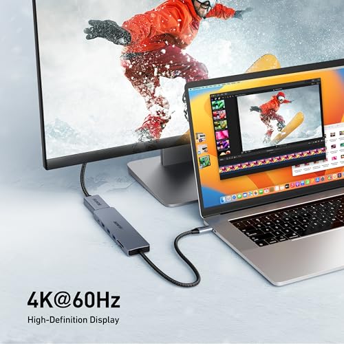 BENFEI USB C HUB 7-in-1 with HDMI(4K@60Hz,Certified), 100W Power Delivery, 3*USB 3.0, SD/TF Card Reader(160MB/s) Compatible with iPhone 15 Pro/Max, MacBook, iPad Pro, iMac, S23, XPS17 - color: Gray, size: 7-in-1