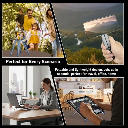 Foldable Desktop Portable Laptop Stand, Adjustable Laptop Riser with Magnetic Phone Holder, Aluminum Alloy Notebook Stand Compatible with 10-16” Laptops and 4-13”Phones/Tablets(Silver Gray) - color: Silver Gray