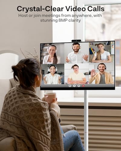 SYLVOX 32" Smart Rolling Display with Stand, Portable Touchscreen Monitor for Streaming TV Apps, Built-in 4-5H Battery, 1080P with 8MP Removable Webcam for Home, Office & Entertainment - size: 32''
