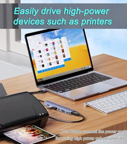 USB 3.0 Hub Splitter, 7 in 1 Aluminum USB Extender with Power Port, USBA to USB C Adapter for PC Laptop - style: 7-Port