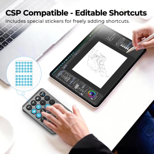iClever Bluetooth Number Pad, 22 Keys Wireless Numeric Keypad, Rechargeable Mini Portable Numpad with Custom Stickers, Financial Accounting, Data Entry, Compatible with Laptop, Mac, Surface Pro, PC - color: Grey / Black