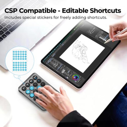iClever Bluetooth Number Pad, 22 Keys Wireless Numeric Keypad, Rechargeable Mini Portable Numpad with Custom Stickers, Financial Accounting, Data Entry, Compatible with Laptop, Mac, Surface Pro, PC - color: Grey / Black