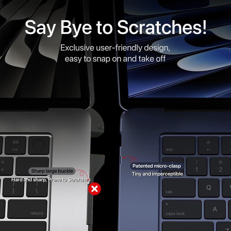 Soonjet for MacBook Air 13 inch Case M5 M4 M3 M2 2026-2022 Laptop Cover | Invisible Armor, Midnight Blue Color Match, Snap-On Design, Protective Hard Shell, Anti-Fingerprint & Scratch, Seamless Fit - color: Midnight Clear