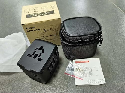 International Travel Adapter Voltage Converter Steps Down 220V to 110V for Cell Phones, Laptops, and Curling Irons, US to UK, Europe, Australia, and More Than 200 Countries(Black)