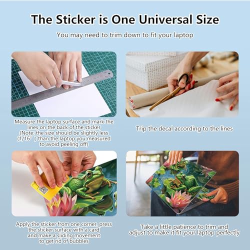 Universal Laptop Skin Sticker with 2 Wrist Pad Skins, Waterproof Scratch Resistant Vinyl Laptop Cover Decal, Cut to Fit for 11–15.6 Inch MacBook HP Dell Lenovo, Frog Lotus - color: Frog Lotus