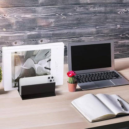 Frienda 1 Piece 4-Compartment Acrylic Vertical Laptop Stand, Can Accommodate with a Thickness of Less Than 2 cm, Fits Most Laptop (Black) - style: Black