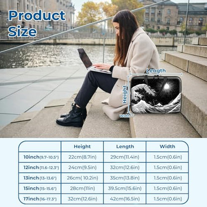 Laptop Sleeve with Handle 10 Inch, Waterproof Laptop Case Bag, Black Wave Pattern Design Computer Sleeve Compatible with MacBook Air, Pro, HP, Dell, Lenovo, ASUS - color: Black Wave, size: 10inch(9.7-10.5")