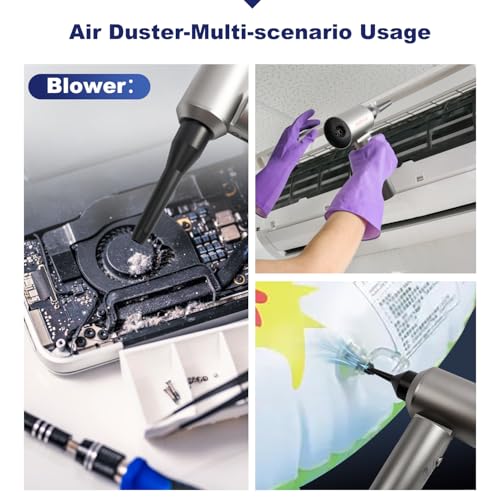 Compressed Air Duster, 150000RPM Compressed Air with LED,2-in-1 Mini Vacuum | Electric Air Duster for PC Cleanning Kit, Canned Air Duster for Computers-Air Blower for Electronics with Case