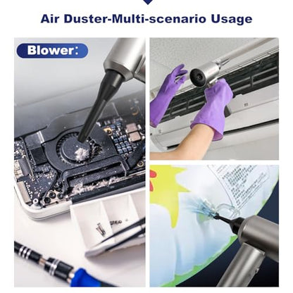 Compressed Air Duster, 150000RPM Compressed Air with LED,2-in-1 Mini Vacuum | Electric Air Duster for PC Cleanning Kit, Canned Air Duster for Computers-Air Blower for Electronics with Case