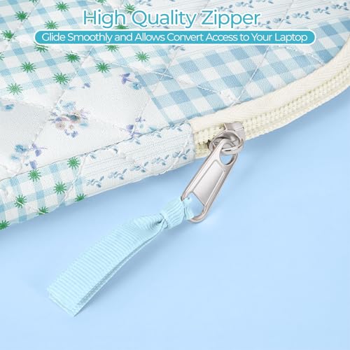 11.6 inch Cotton Quilted Laptop Sleeve for Women, Aesthetic Puffy Laptop Case Carrying Bag Compatible with MacBook Air/Pro 11.6, Soft Computer Liner Bag (Green Blue Pin, 11.6 inch) - color: Green Blue Pin, size: 11.6 inch