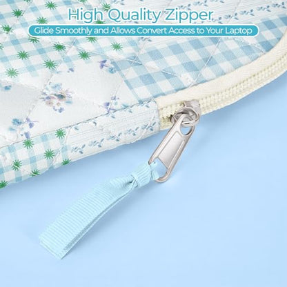11.6 inch Cotton Quilted Laptop Sleeve for Women, Aesthetic Puffy Laptop Case Carrying Bag Compatible with MacBook Air/Pro 11.6, Soft Computer Liner Bag (Green Blue Pin, 11.6 inch) - color: Green Blue Pin, size: 11.6 inch