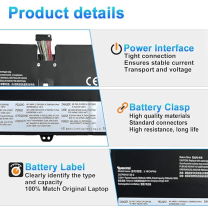 L18C4PH0 L18M4PH0 5B10W67180 Laptop Battery Replacement for Lenovo Yoga C940-14IIL Yoga C940 15irh 14 Series 5B10W67374 5B10T11585 5B10T11586 60Wh 7820mAh 4-Cell - size: 10.02*3.70*0.39inch L18C4PH0